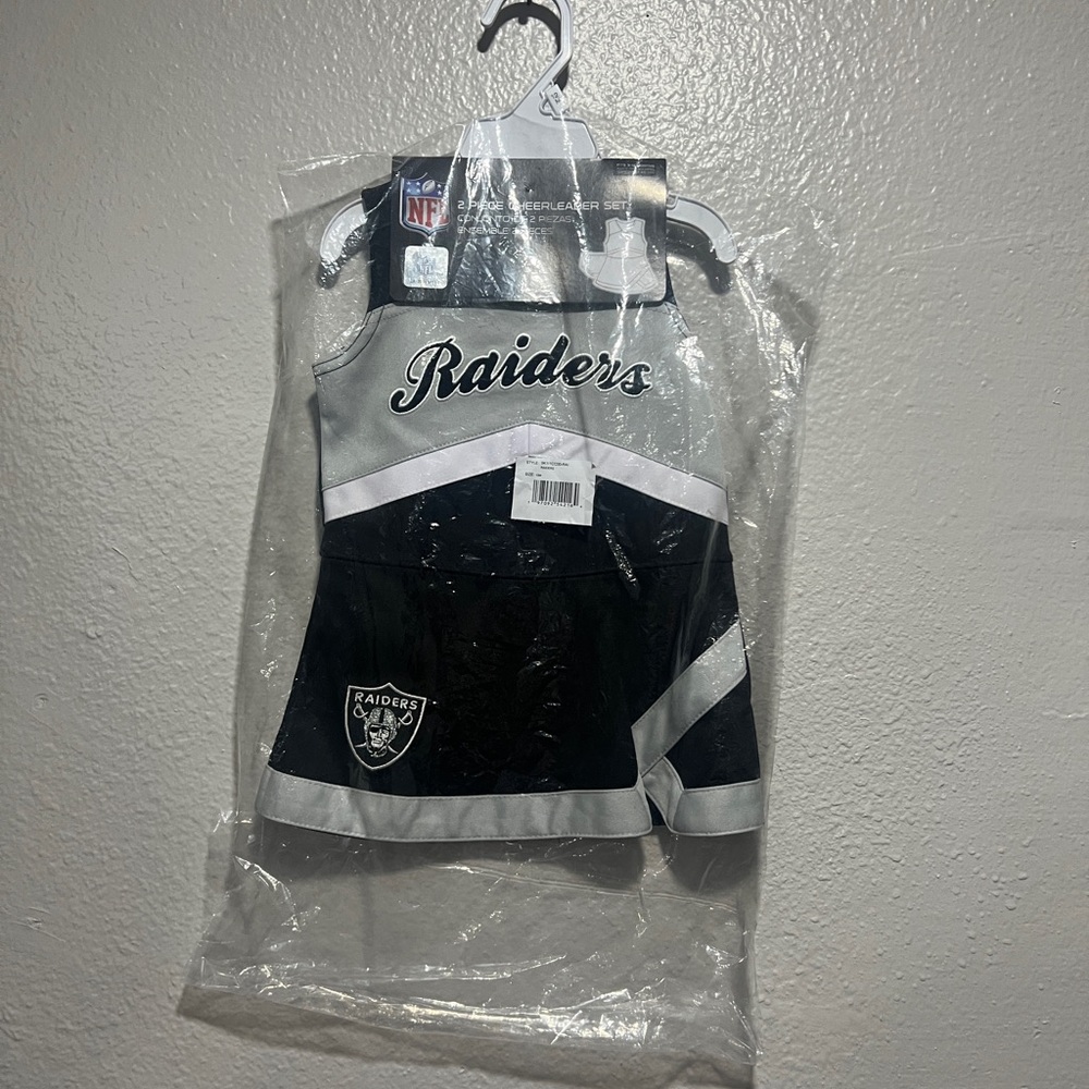 NFL Raiders Cheerleader Outfit in Black, White, and Silver
